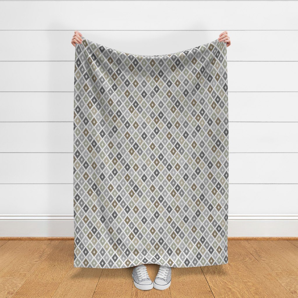 Small Weathered Olive Sage Diamond Pattern in Charcoal and Sand Home Styling Collection Home Decor Collection charcoal gray fabric