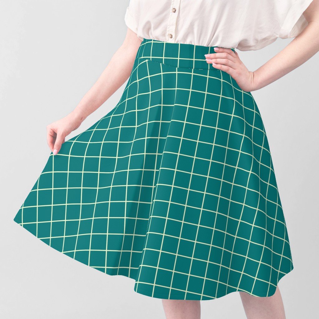 Classic Cream White and Teal 2 Inch Grid Interior Collection Home Styling Collection 2 inch fabric