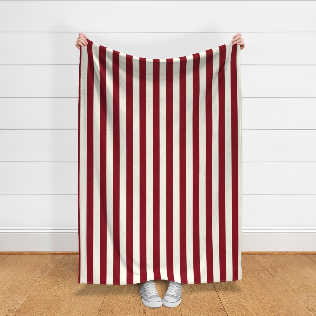 Classic Burgundy and Ivory 2-inch Vertical Stripes Home Decor Collection Home Styling Collection 2 inch stripe fabric