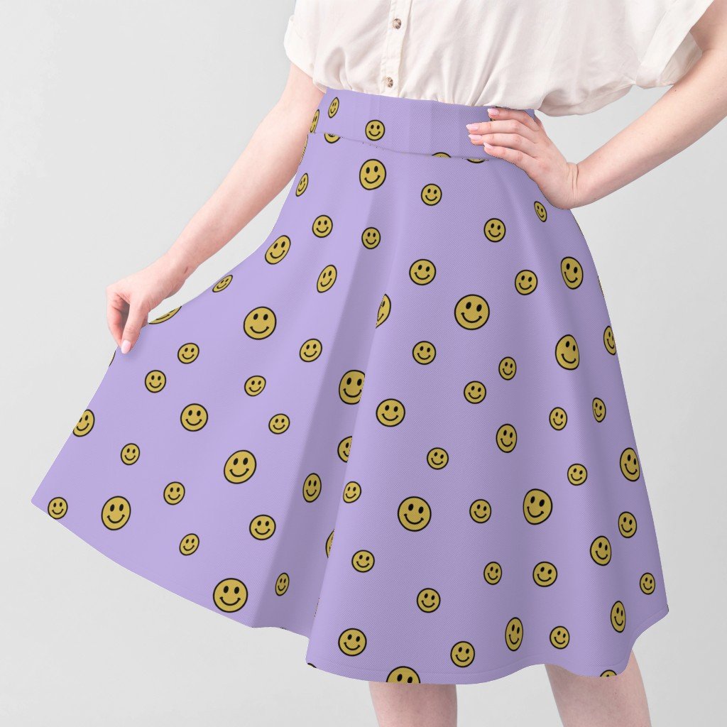 Retro Yellow Smiley Faces on Lavender Home Styling Collection Design Collection dopamine decor fabric