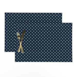 Mini White Polkadots on Navy Blue Interior Collection Design Collection navy blue placemat design