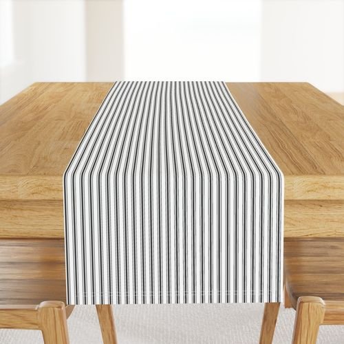 Mattress Ticking Narrow Striped Pattern in Dark Black and White Home Decor Collection Decor Collection striped pattern table runner design