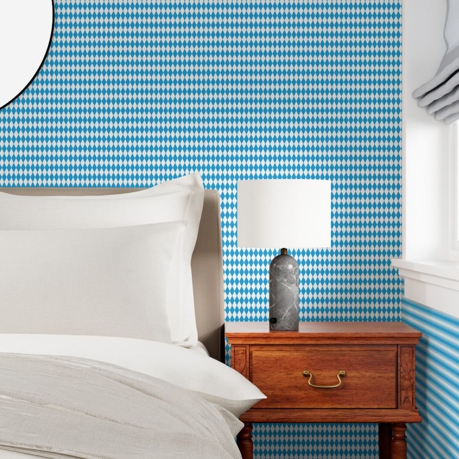Oktoberfest Bavarian Blue and White Medium Diagonal Diamond Pattern Home Decor Collection Decor Collection bavarian flag wallpaper