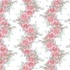 Vintage English Garden Watercolor Soft Pink Rose Stripe Pattern on White