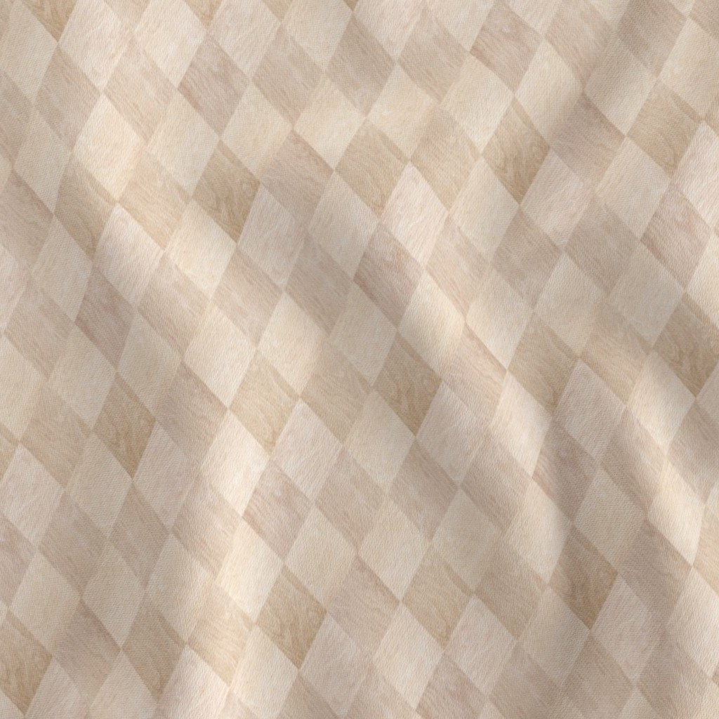 Small Light Beech and Oak Wood Harlequin Diamond Parquet Marquetry Pattern Fabric earth tone fabric