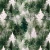Small Endless Winter Tree Dreamscape Trees in Deep Green Misty Forest