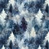 Small Endless Winter Tree Dreamscape Trees in Deep Blue Misty Forest