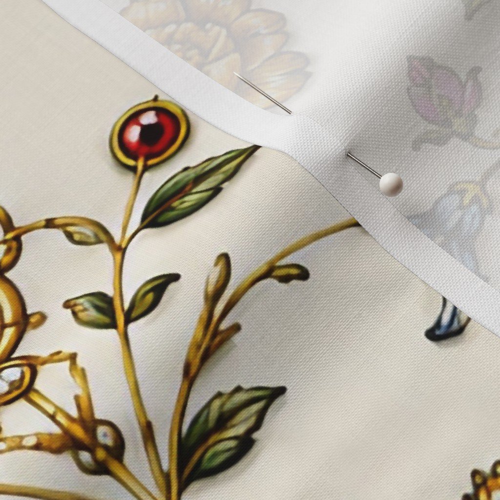 Elizabethan Rainbow Portrait Floral Damask Queen Dress Motif Large Fabric floral damask fabric