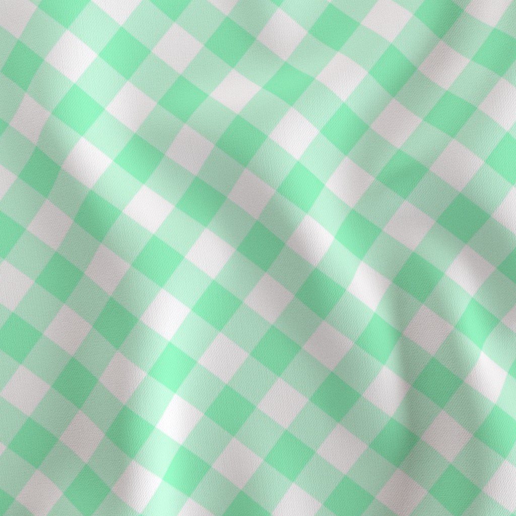 Mint Green Gingham Check Plaid Fabric mint green fabric