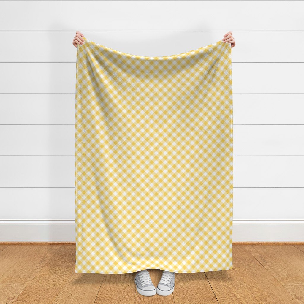 Lemon Yellow Gingham Check Plaid Fabric lemon yellow fabric