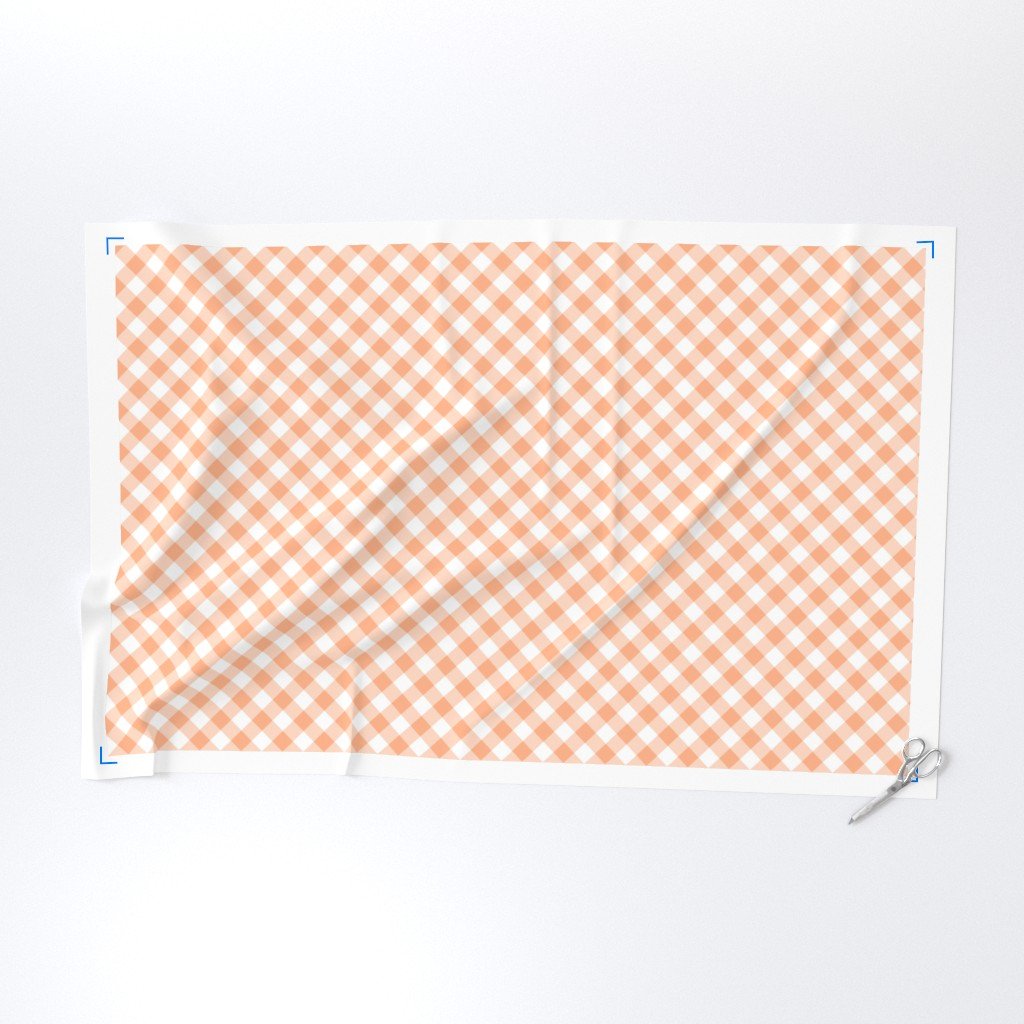 Peach Orange Gingham Check Plaid Fabric peach orange fabric