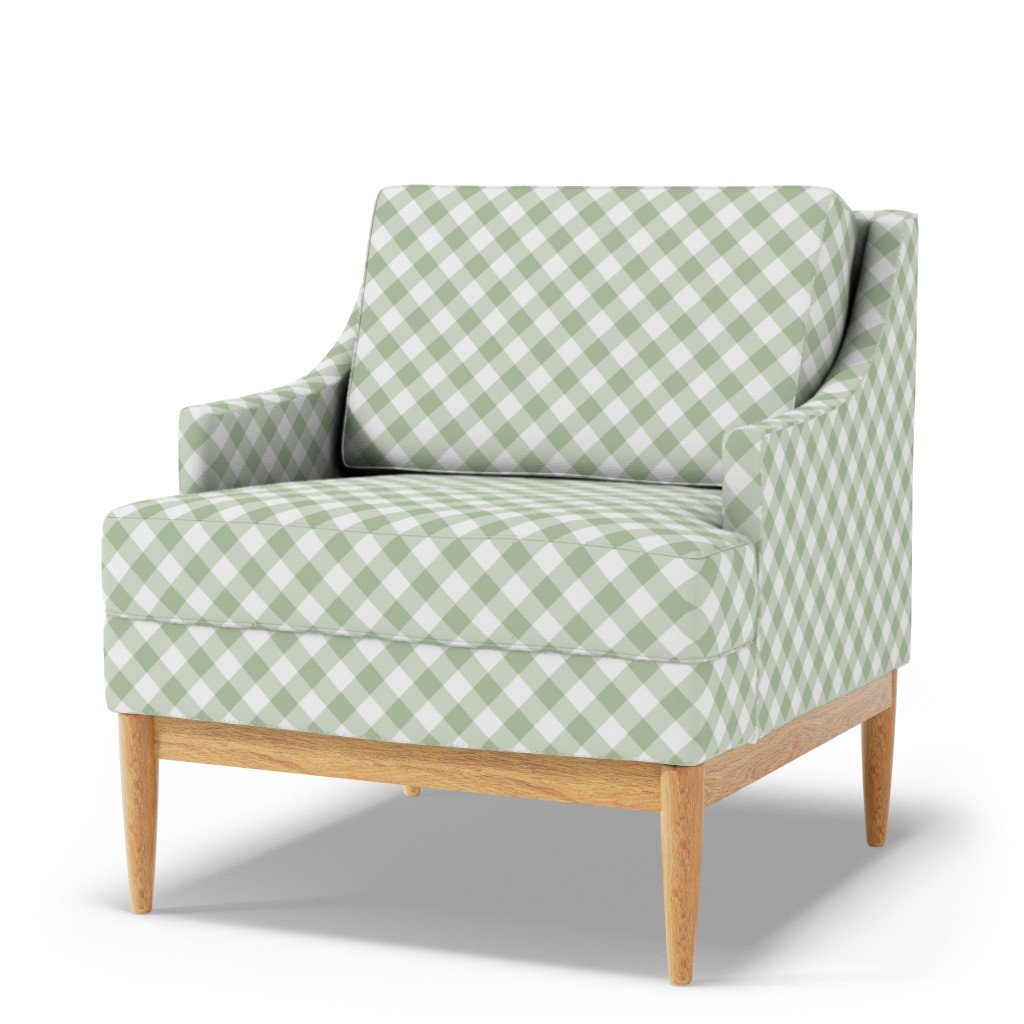 Sage Green Gingham Check Plaid Fabric sage green fabric