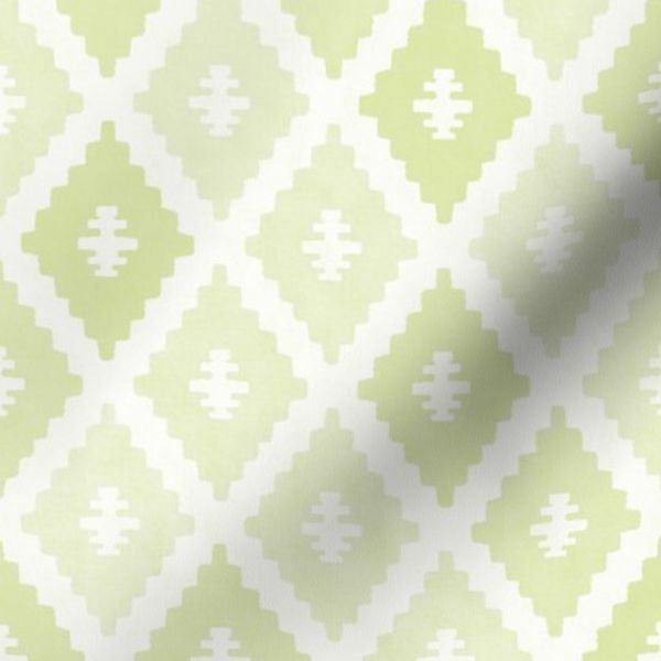 Small Sun Faded Mediterranean Diamond Pattern in Lime Sage Green Interior Collection Design Collection dusty green fabric design