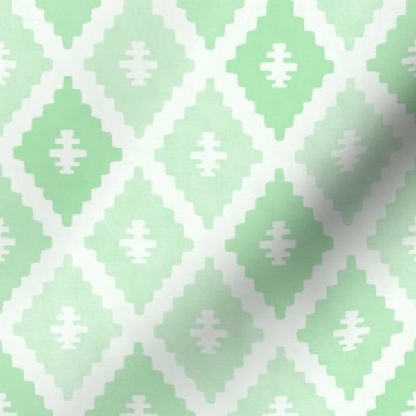 Small Sun Faded Mediterranean Diamond Pattern in Seafoam Mint Green Design Collection Interior Collection dusty mint fabric design