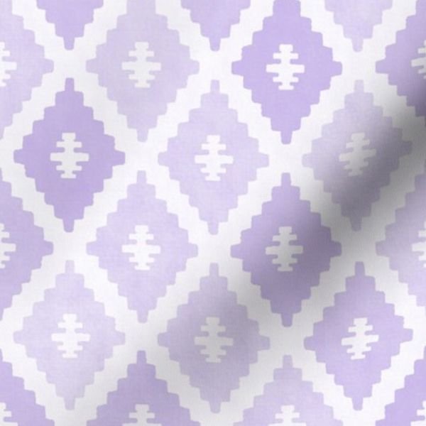 Small Sun Faded Mediterranean Diamond Pattern in Soft Orchid Lavender Decor Collection Interior Collection dusty lilac fabric design