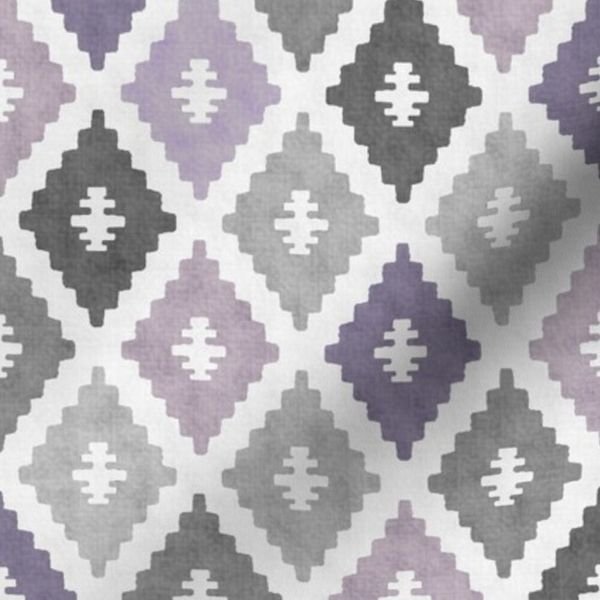 Small Sun Faded Mediterranean Diamond Pattern in Smoky Lavender Slate Decor Collection Home Styling Collection charcoal gray fabric design