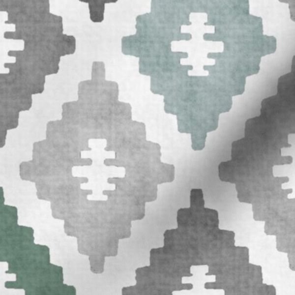 Large Weathered Seafoam Diamond Pattern in Charcoal Gray Decor Collection Home Decor Collection aqua green fabric design