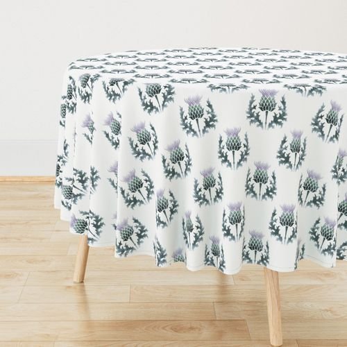 Large Watercolor Scottish Thistle Flower of Scotland Design Collection Decor Collection purple thistle tablecloth design