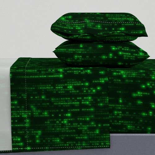 Bright Neon Green Digital Rain Computer Code Home Styling Collection Decor Collection neon code sheet set design