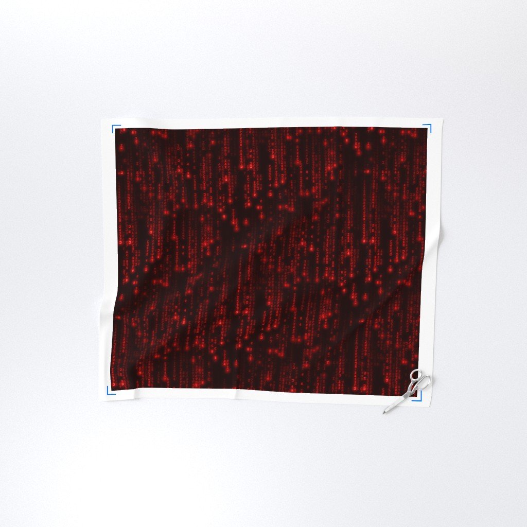 Neon Red Digital Rain Computer Code Interior Collection Decor Collection computer code fabric