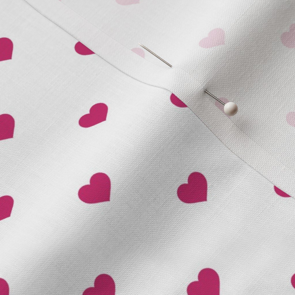 Mini Bubble Gum Pink Color Valentines Polkadot Love Hearts on White Design Collection Home Styling Collection bright pink fabric