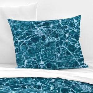Teal Ripples in Wavy Water Home Decor Collection Interior Collection swimming pool pillow sham design