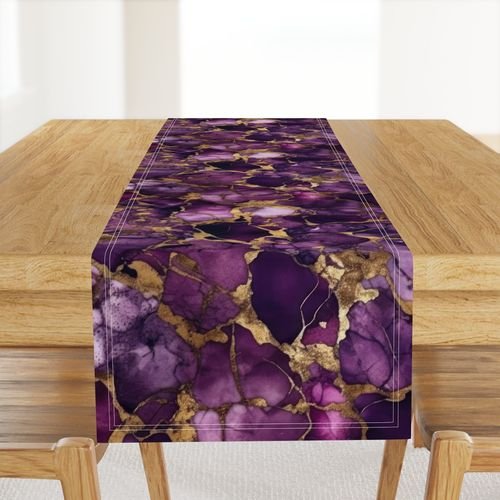 Amethyst and Gold Alcohol Ink 4 Decor Collection Interior Collection alcohol ink table runner design