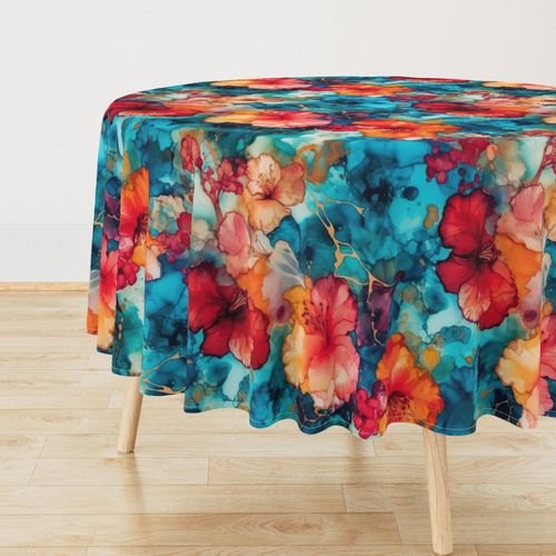 Hawaiian Alcohol Ink Home Styling Collection Home Styling Collection abstract hawaiian tablecloth design