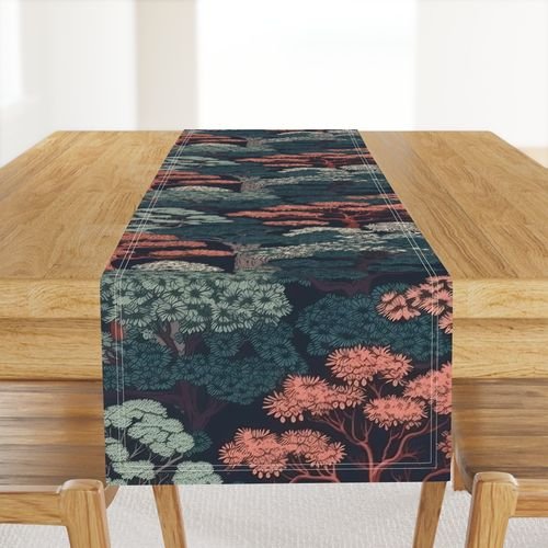 Japanese Tranquility Garden Endless Forest Interior Collection Decor Collection japanese trees table runner design