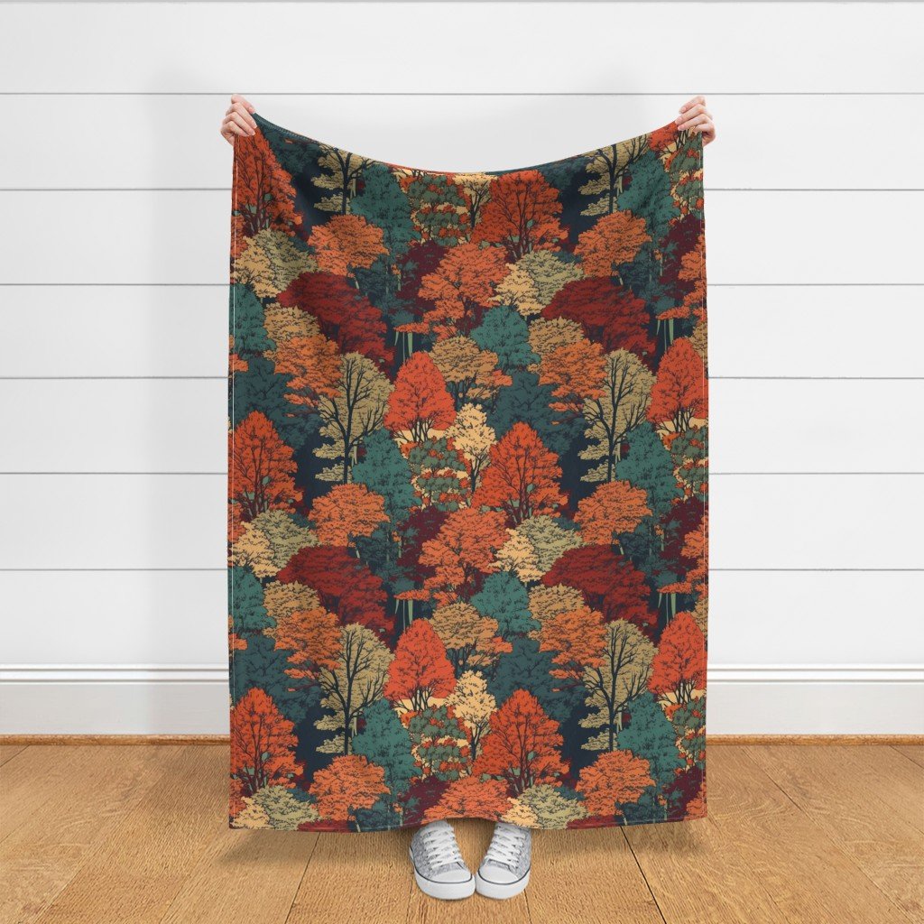New England Endless Forest Fall Trees Home Styling Collection Home Styling Collection autumnal garden fabric
