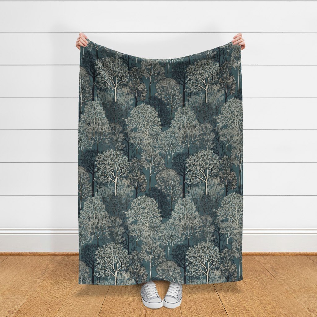 New England Endless Forest Trees Winter Design Collection Home Styling Collection new england forest fabric