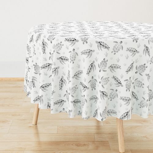 Grey Ombre Watercolor Sea Turtle Print Interior Collection Home Decor Collection turtle print tablecloth design