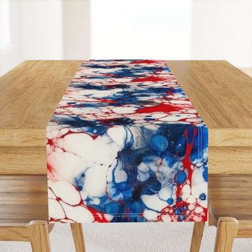 Red White and Blue Alcohol Ink USA Patriotic Flag Colors Alcohol Ink Home Decor Collection Home Styling Collection alcohol ink pattern table runner design