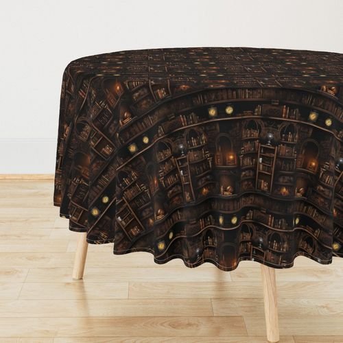 Spooky Photo realisticSmall Dark Academia Stampunk Bookshelves in Muted Design Collection Design Collection book shelves tablecloth design