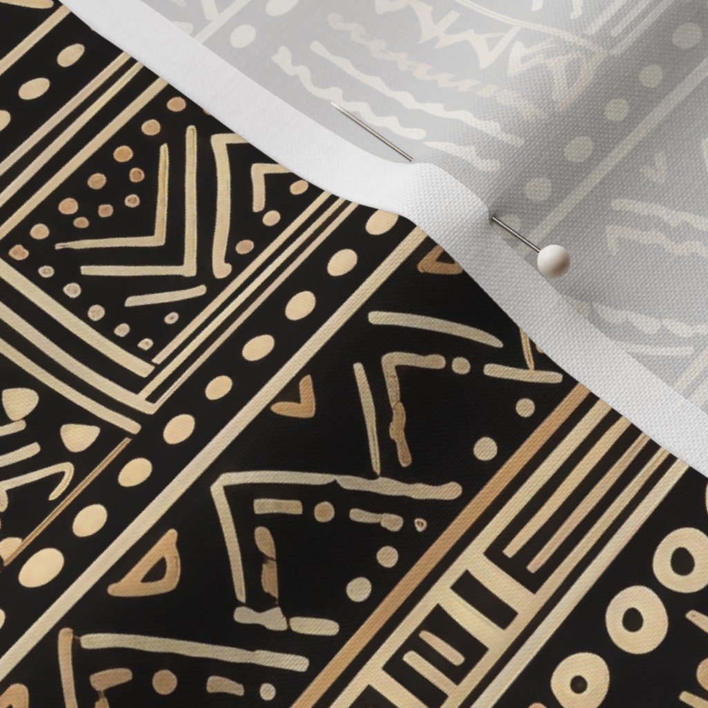Tribal Mudcloth Boho Ethnic Print in Black and Cream Fabric black and cream fabric