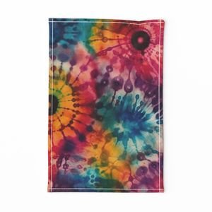 Jumbo Tie Dye Batik in Bright Multi Rainbow Colors Circling Swirls Interior Collection Home Styling Collection dip dye tea towel design
