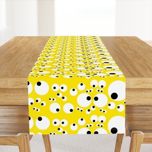 Googly Goo Goo Eyes on Neon Yellow Interior Collection Design Collection black and white table runner design