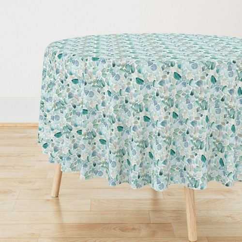 Small Blue and Aqua Shards of Tumbled and Scattered Watercolor Seaglass Home Styling Collection Design Collection blue tablecloth design
