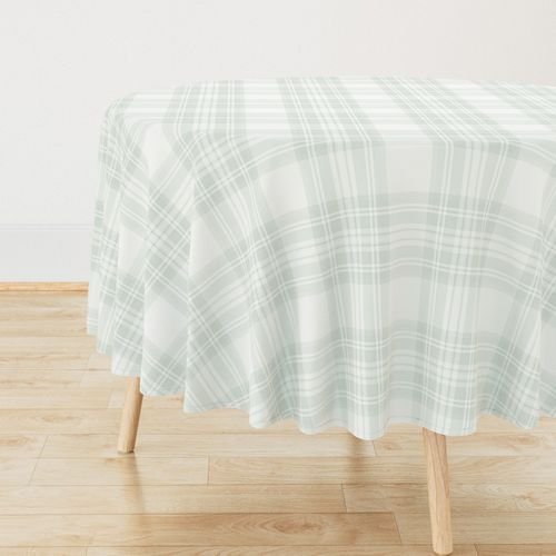 Pale Sage Green Botanical Large Traditional Tartan Plaid Pattern Home Styling Collection Design Collection botanical tablecloth design