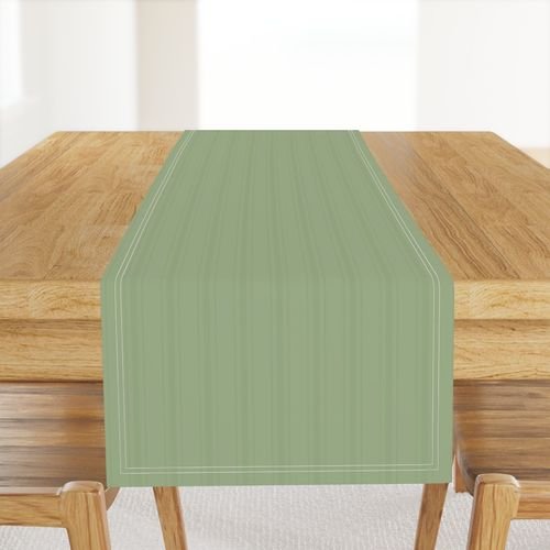 Tonal Sage Green Tailored Ticking Stripe Cottage Farmhouse Small Scale Interior Collection Design Collection green stripe table runner design