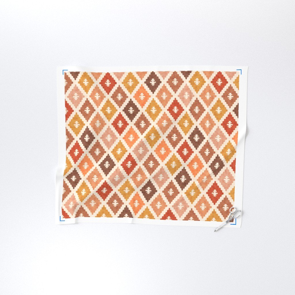 Large Sun Bleached Vintage Diamond Textile Interior Collection Home Decor Collection earth tone fabric