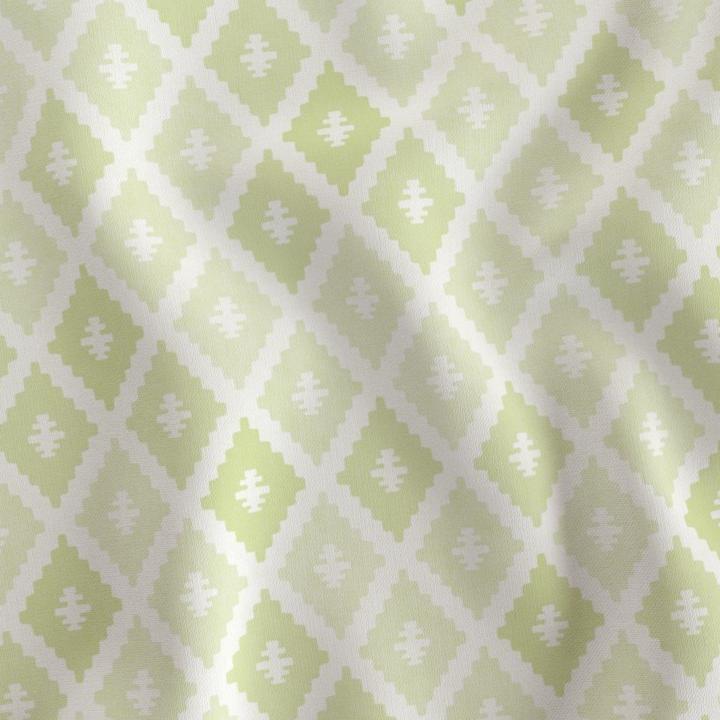 Small Sun Faded Mediterranean Diamond Pattern in Lime Sage Green Interior Collection Design Collection faded botanical fabric