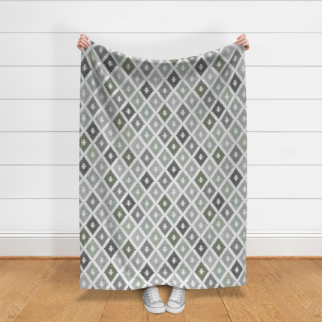 Large Weathered Sage Green Diamond Pattern in Charcoal Gray Interior Collection Decor Collection charcoal gray fabric