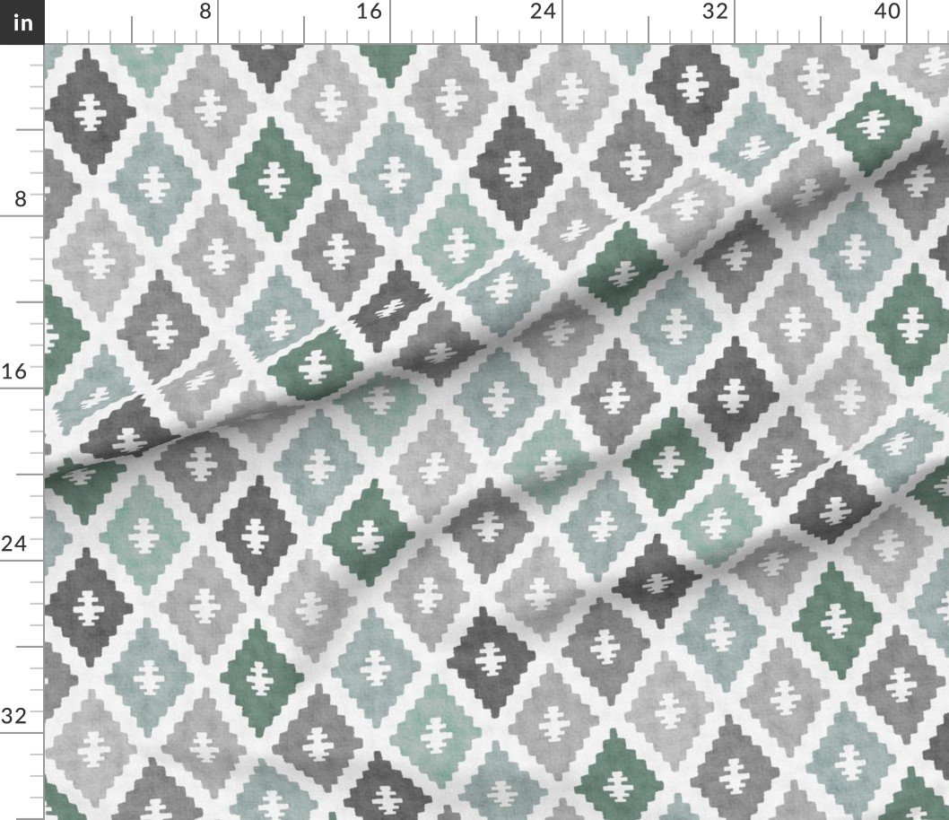 Large Weathered Seafoam Diamond Pattern in Charcoal Gray Decor Collection Home Decor Collection aqua green fabric