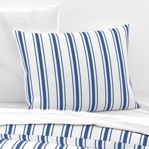 Mattress Ticking Wide Striped Pattern in Dark Blue and White Home Decor Collection Home Decor Collection mattress stripes pillow sham design