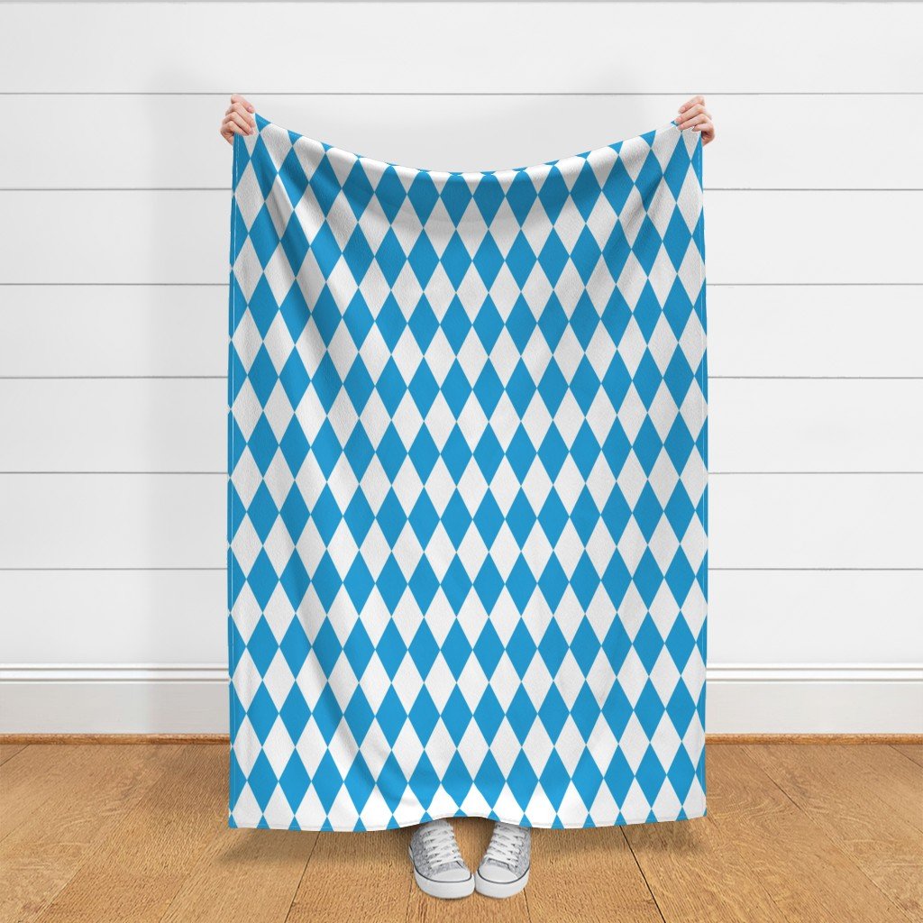 Oktoberfest Bavarian Blue and White Large Diagonal Diamond Pattern Fabric bavarian flag fabric