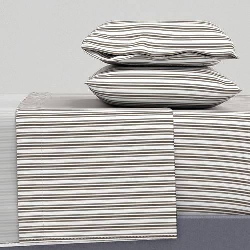 Trendy Large Brown Coco Pastel Brown French Mattress Ticking Double Stripes Home Decor Collection Home Styling Collection coco ticking sheet set design