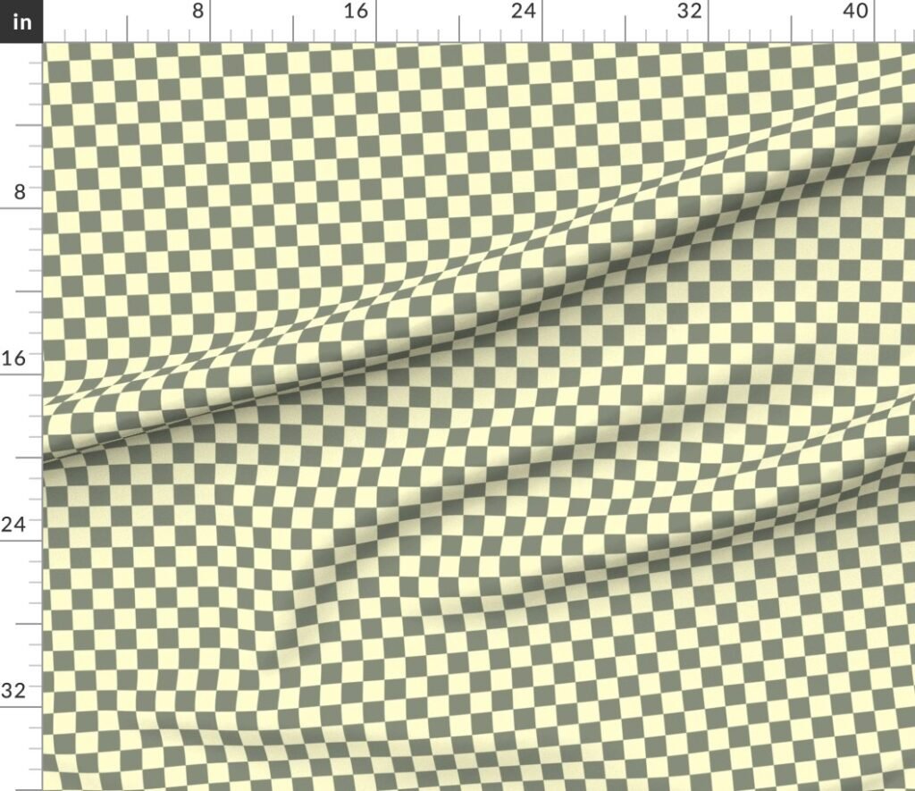 Classic Sage Green and Cream White 1 Inch Check Fabric design