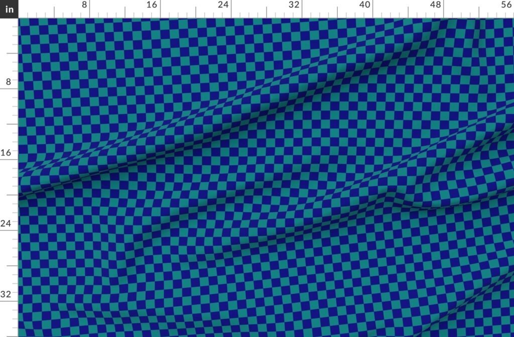 Classic Navy and Teal 1 Inch Check Fabric design