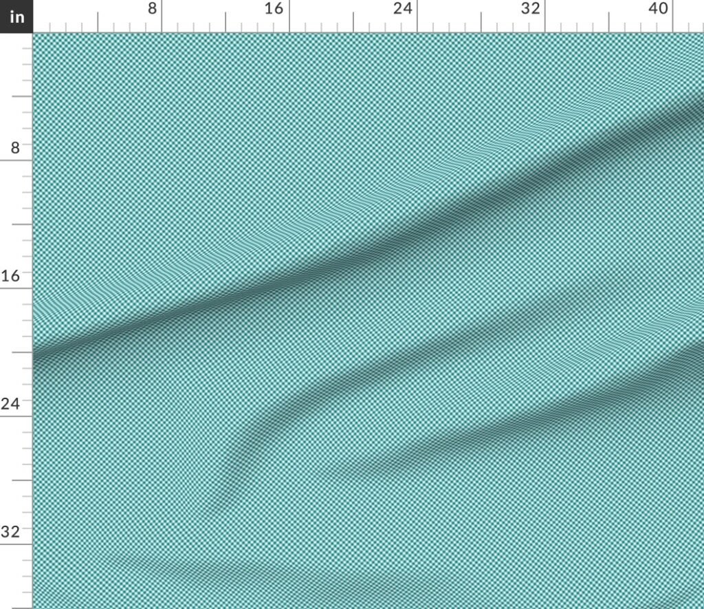 Classic Teal and White 1 Inch Diagonal Gingham Fabric design